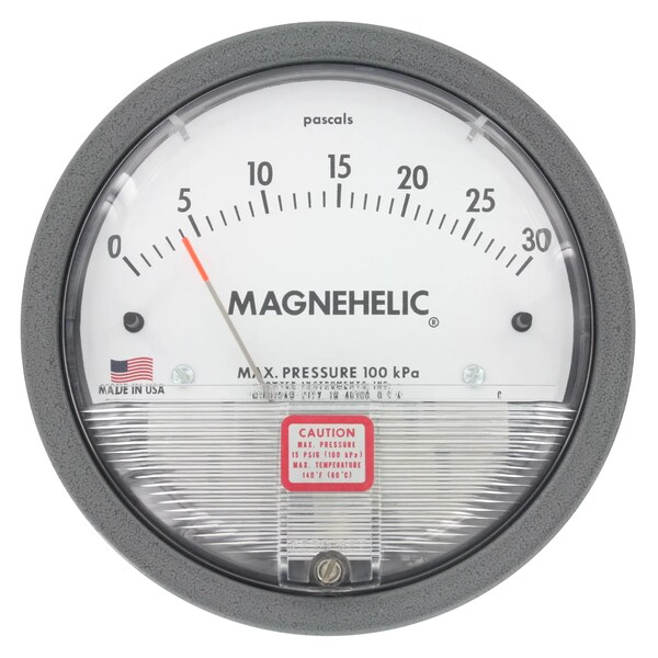 Differential pressure gage, range 0-150 mm w.c.